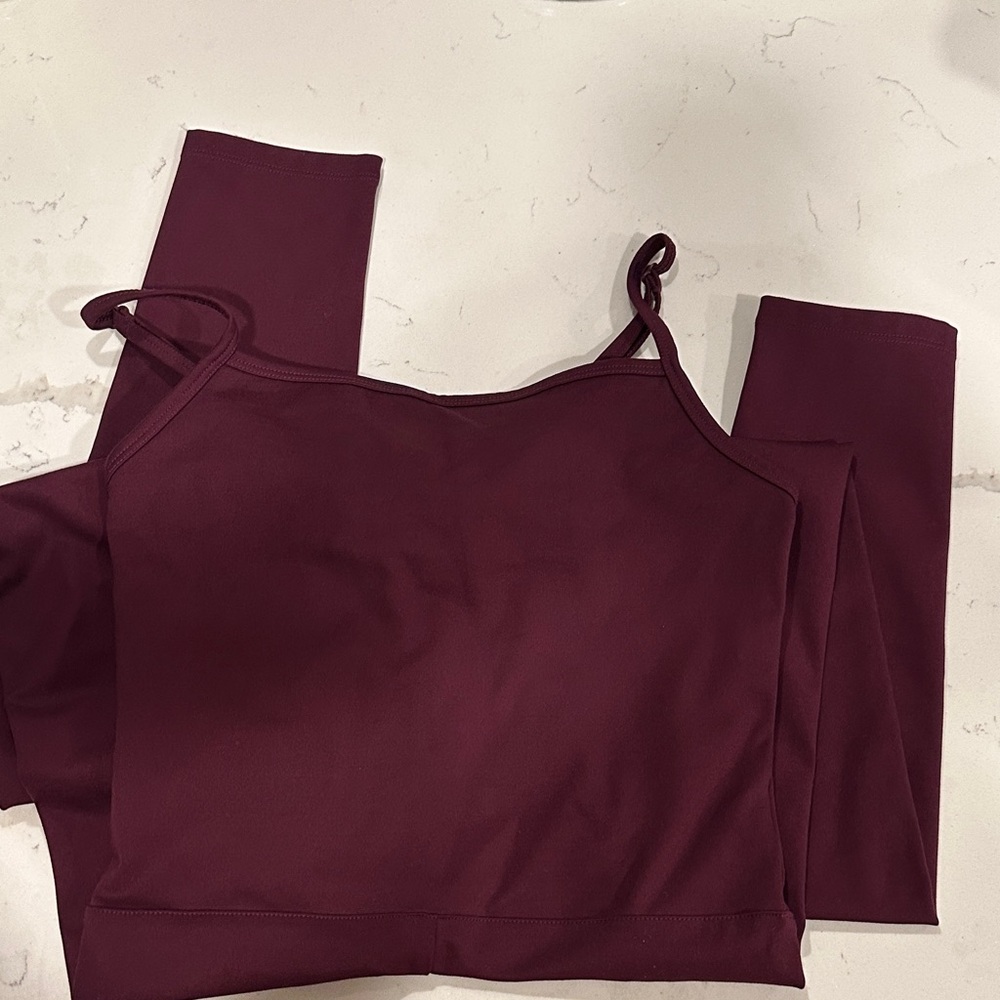 girlfriend collective Maroon Supportive Crop Tank One Piece Jumper